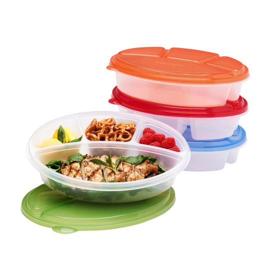Easyboxes 4-Compartment Oval Containers 8-Piece Set