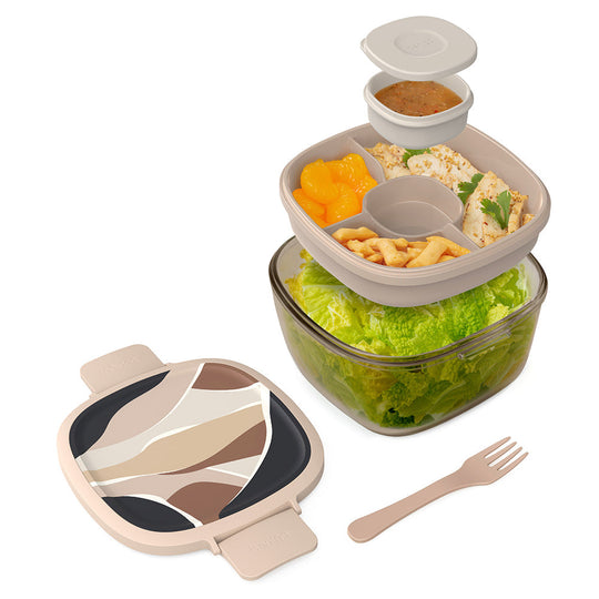 Glass Prints All-in-One Salad Container