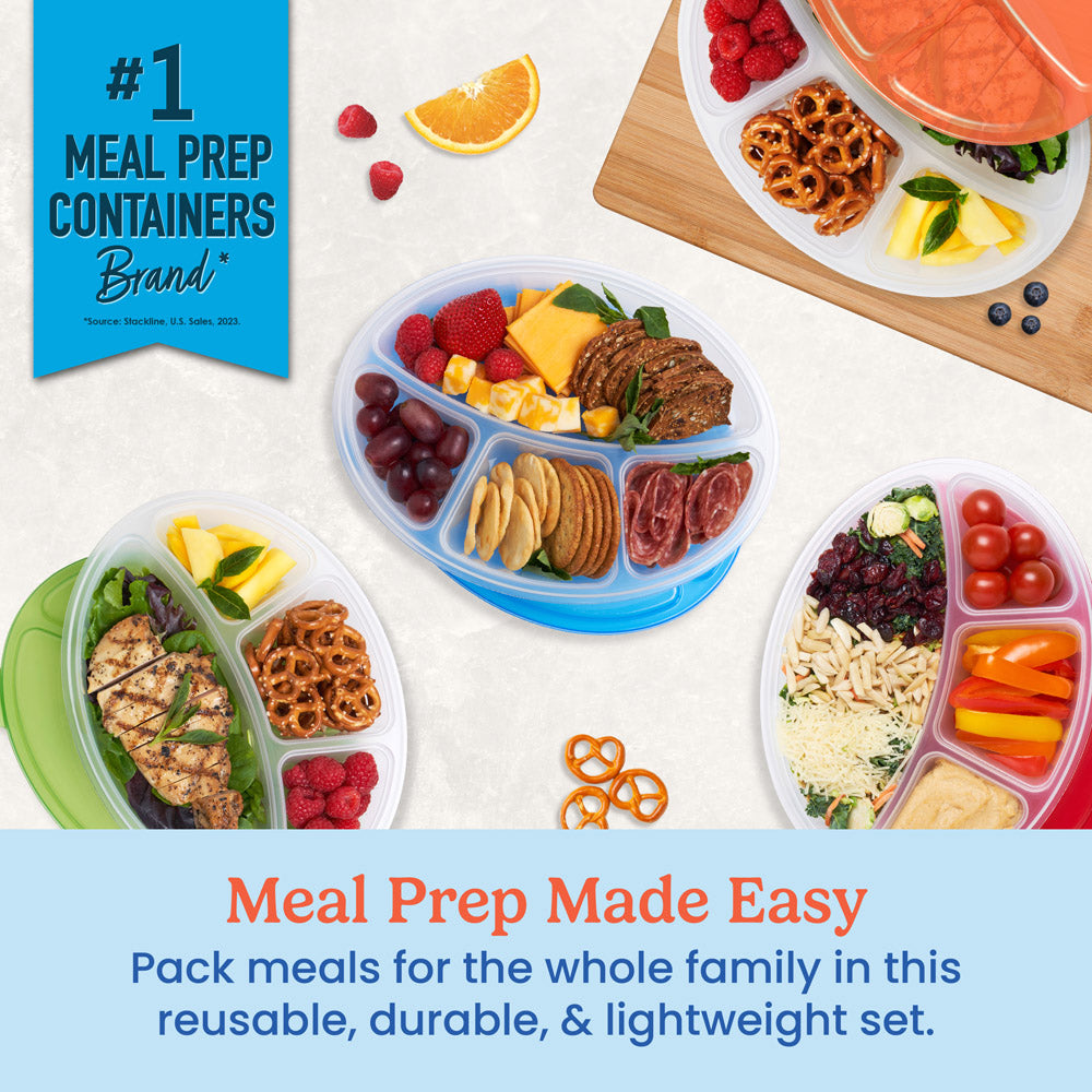 Easyboxes 4-Compartment Oval Containers 8-Piece Set