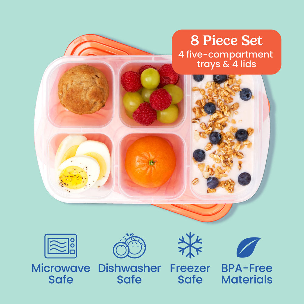 Easyboxes 5-Compartment Food Containers 8-Piece Set