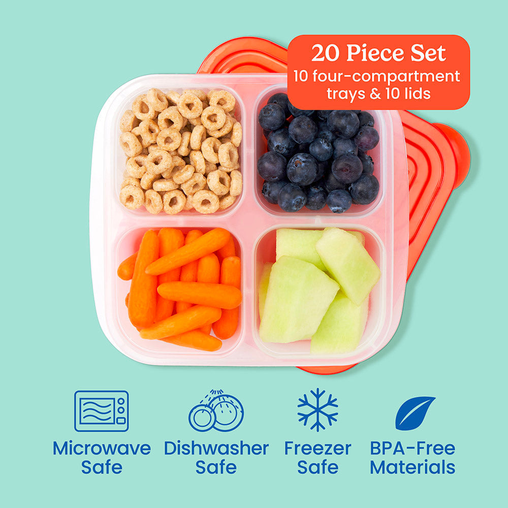 Easyboxes 4-Compartment Snack Containers 20-Piece Set