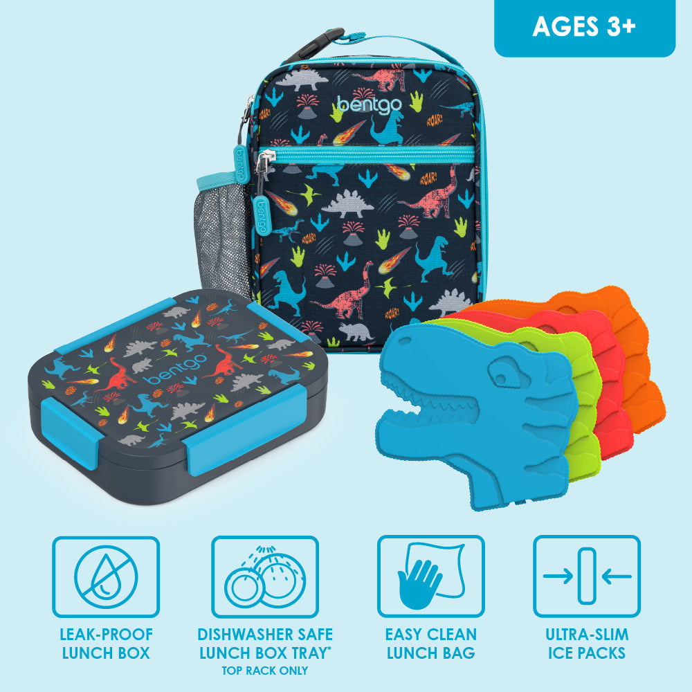 Kids Snap & Go Lunch Box, Insulated Lunch Tote, & Ice Packs