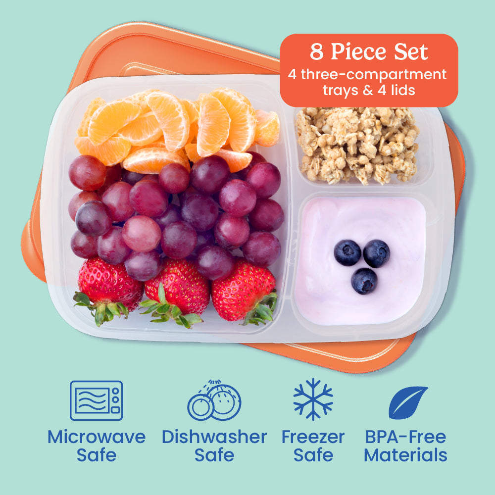 Easyboxes 3-Compartment Food Containers 8-Piece Set