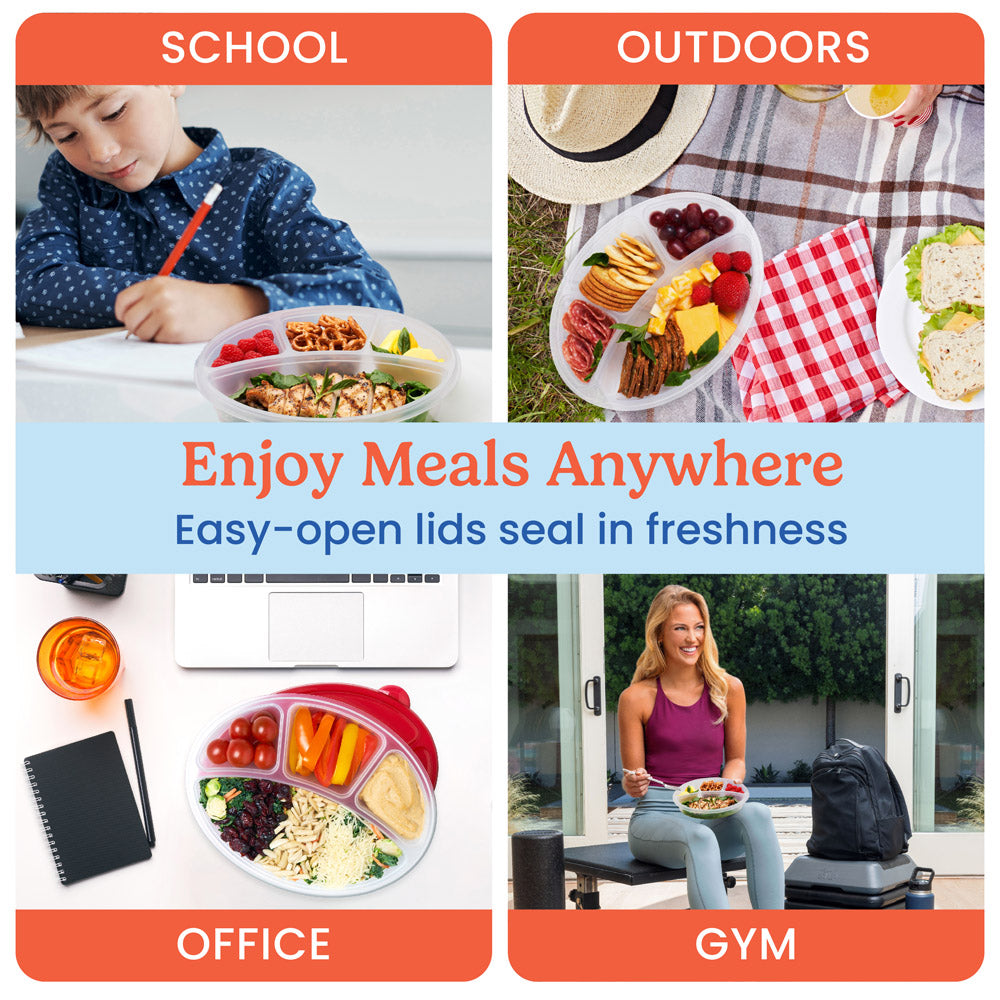 Easyboxes 4-Compartment Oval Containers 8-Piece Set