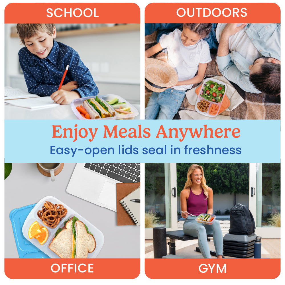 Easyboxes 3-Compartment Food Containers 8-Piece Set