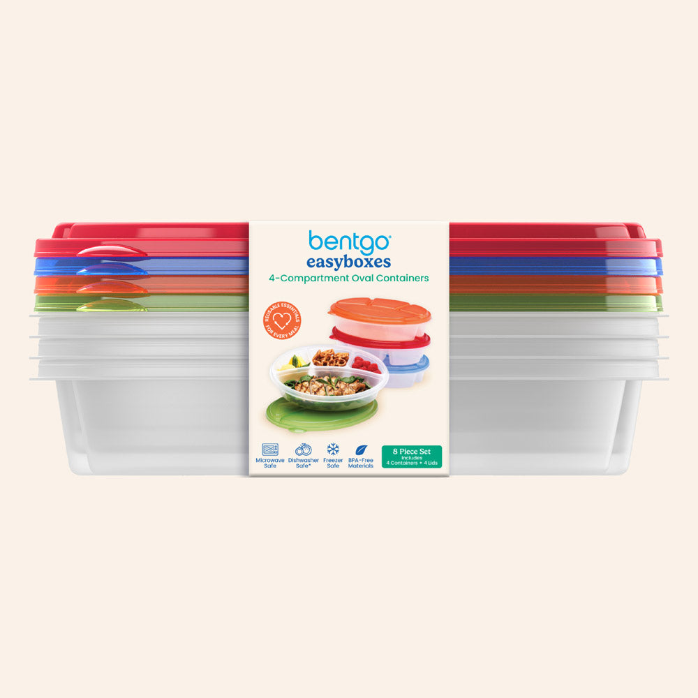 Easyboxes 4-Compartment Oval Containers 8-Piece Set