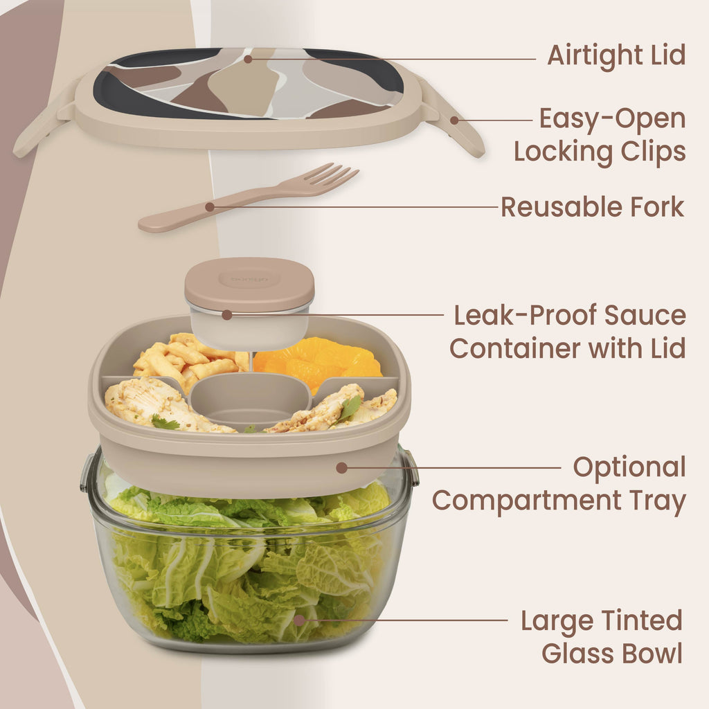 Glass Prints All-in-One Salad Container