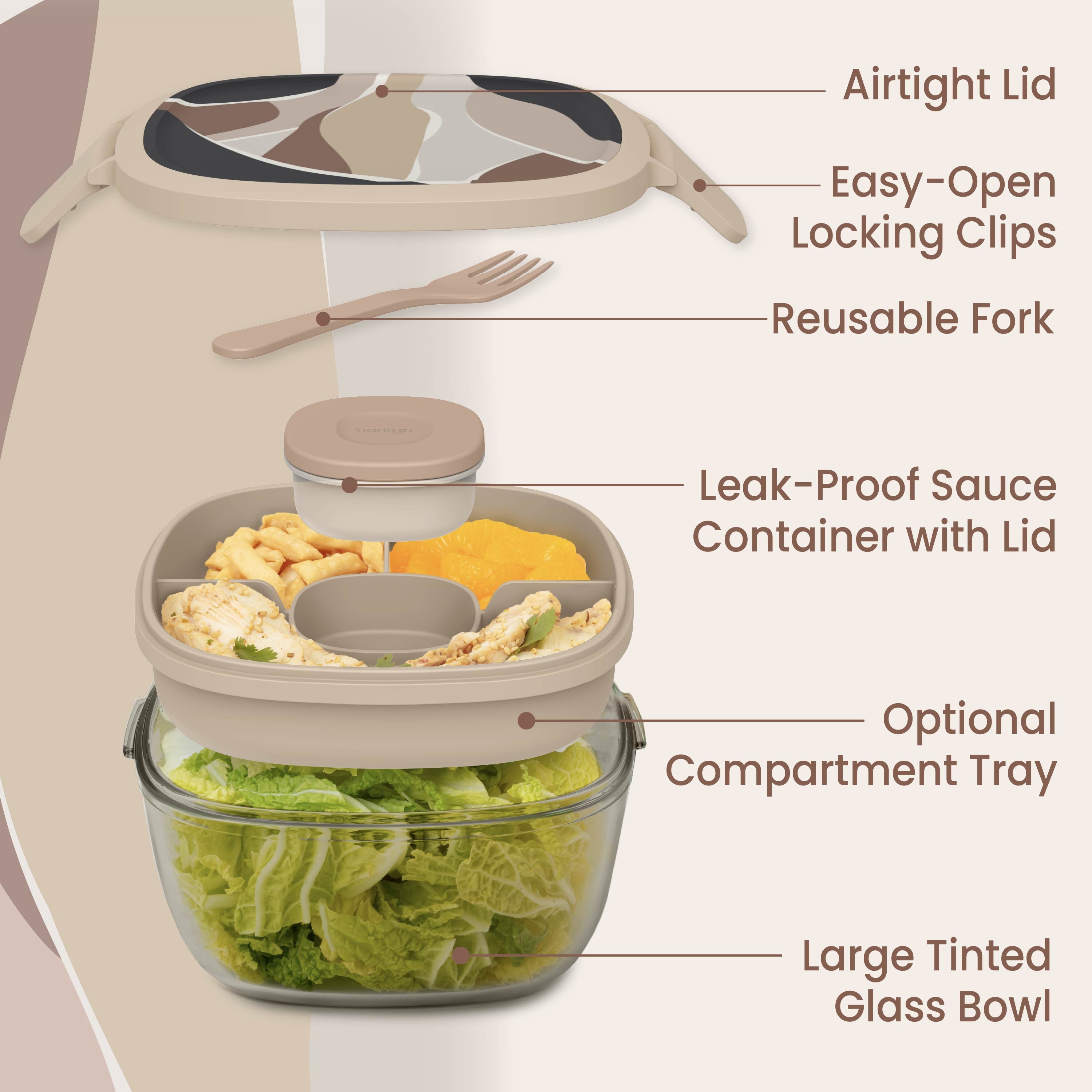 Glass Prints All-in-One Salad Container
