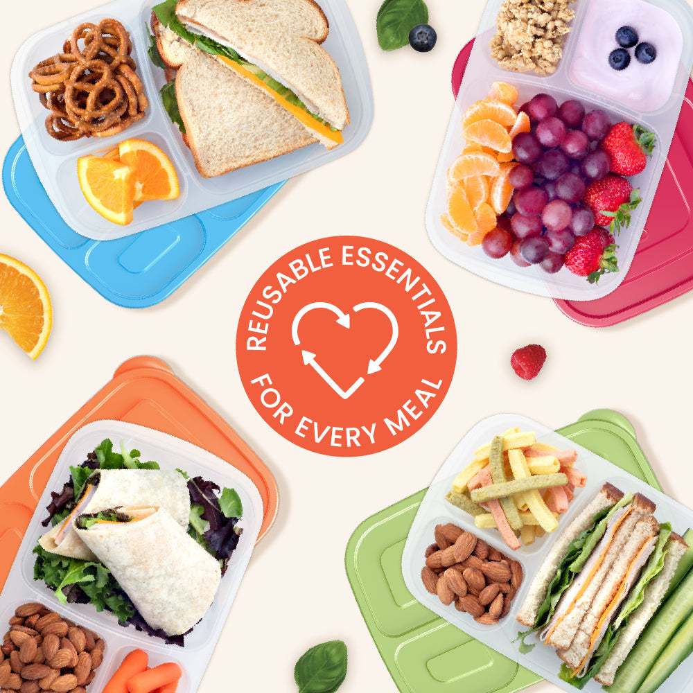 Easyboxes 3-Compartment Food Containers 8-Piece Set