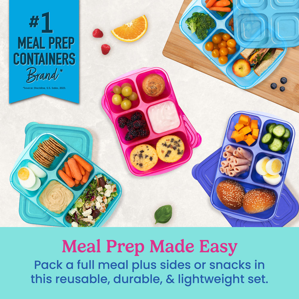 Easyboxes 5-Compartment Food Containers 8-Piece Set