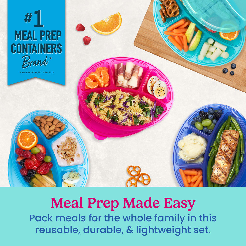 Easyboxes 4-Compartment Oval Containers 8-Piece Set