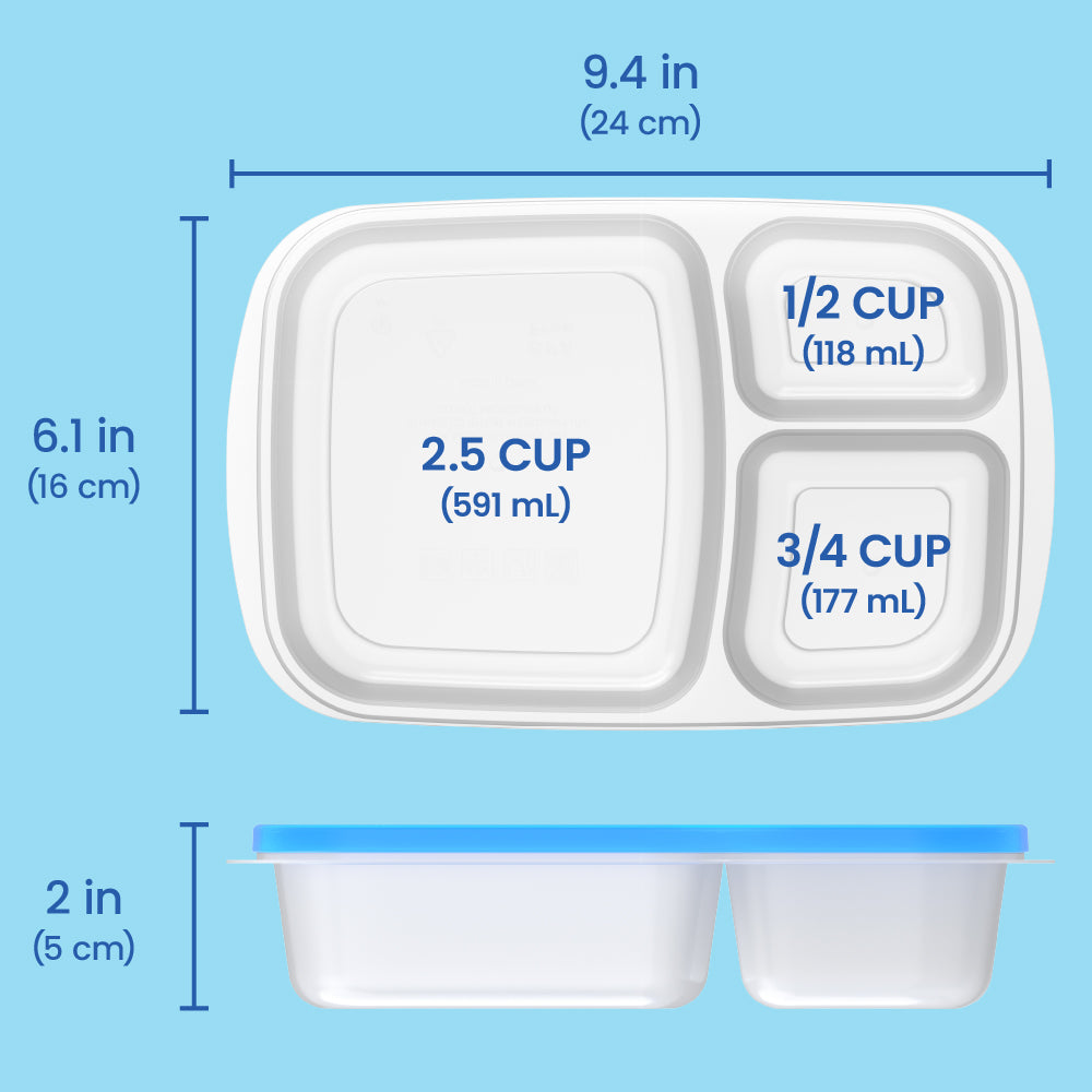 Easyboxes 3-Compartment Food Containers 8-Piece Set