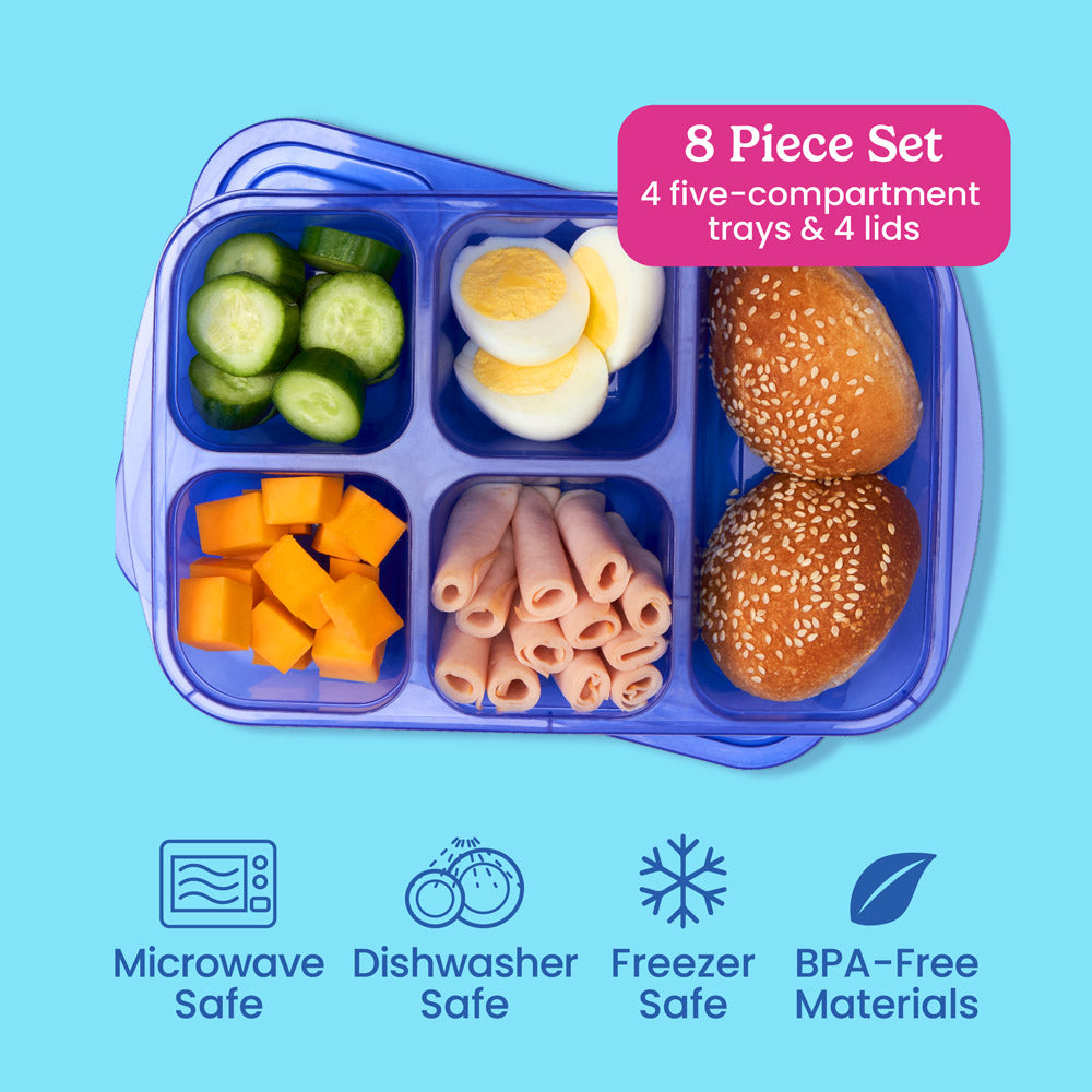 Easyboxes 5-Compartment Food Containers 8-Piece Set