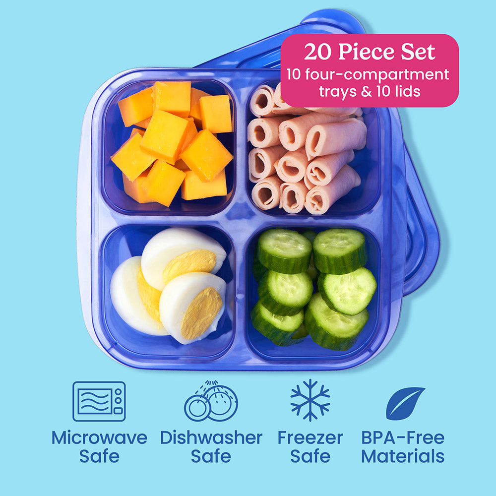 Easyboxes 4-Compartment Snack Containers 20-Piece Set