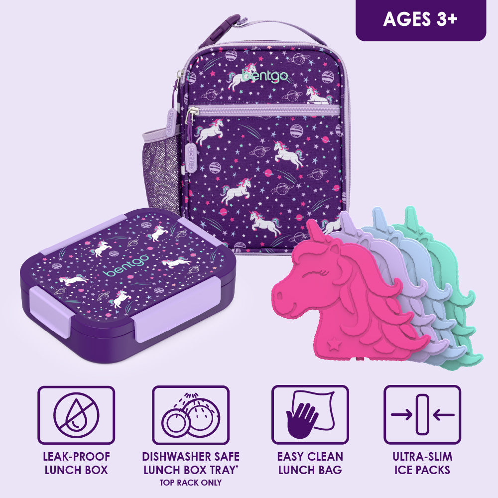 Kids Snap & Go Lunch Box, Insulated Lunch Tote, & Ice Packs