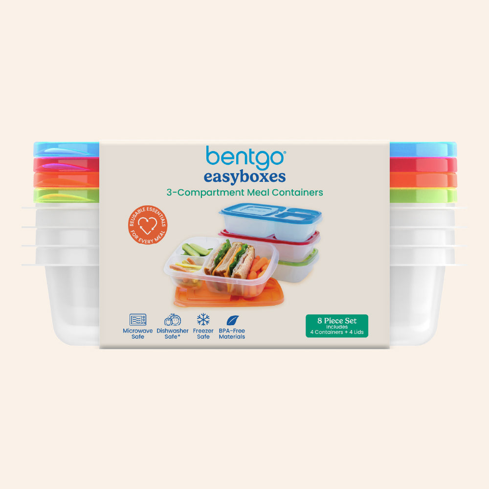 Easyboxes 3-Compartment Food Containers 8-Piece Set