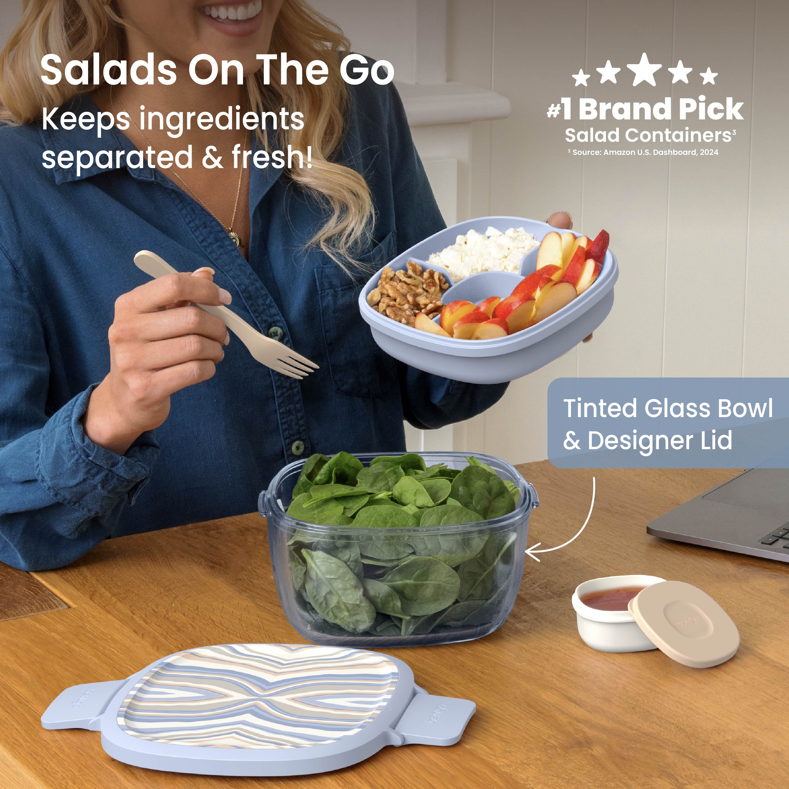 Glass Prints All-in-One Salad Container