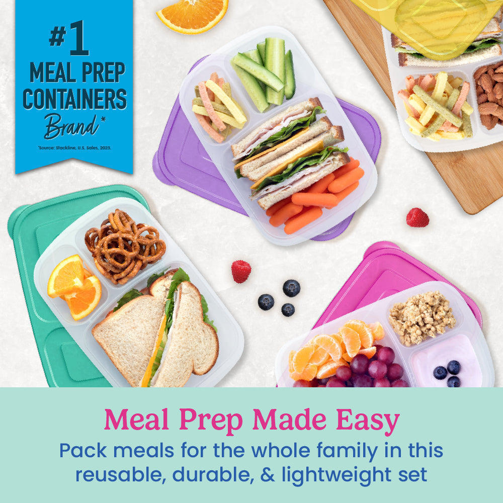 Easyboxes 3-Compartment Food Containers 8-Piece Set