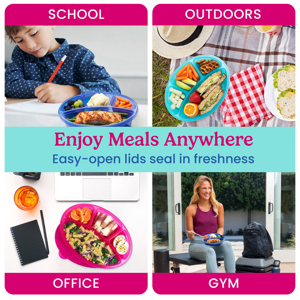 Easyboxes 4-Compartment Oval Containers 8-Piece Set