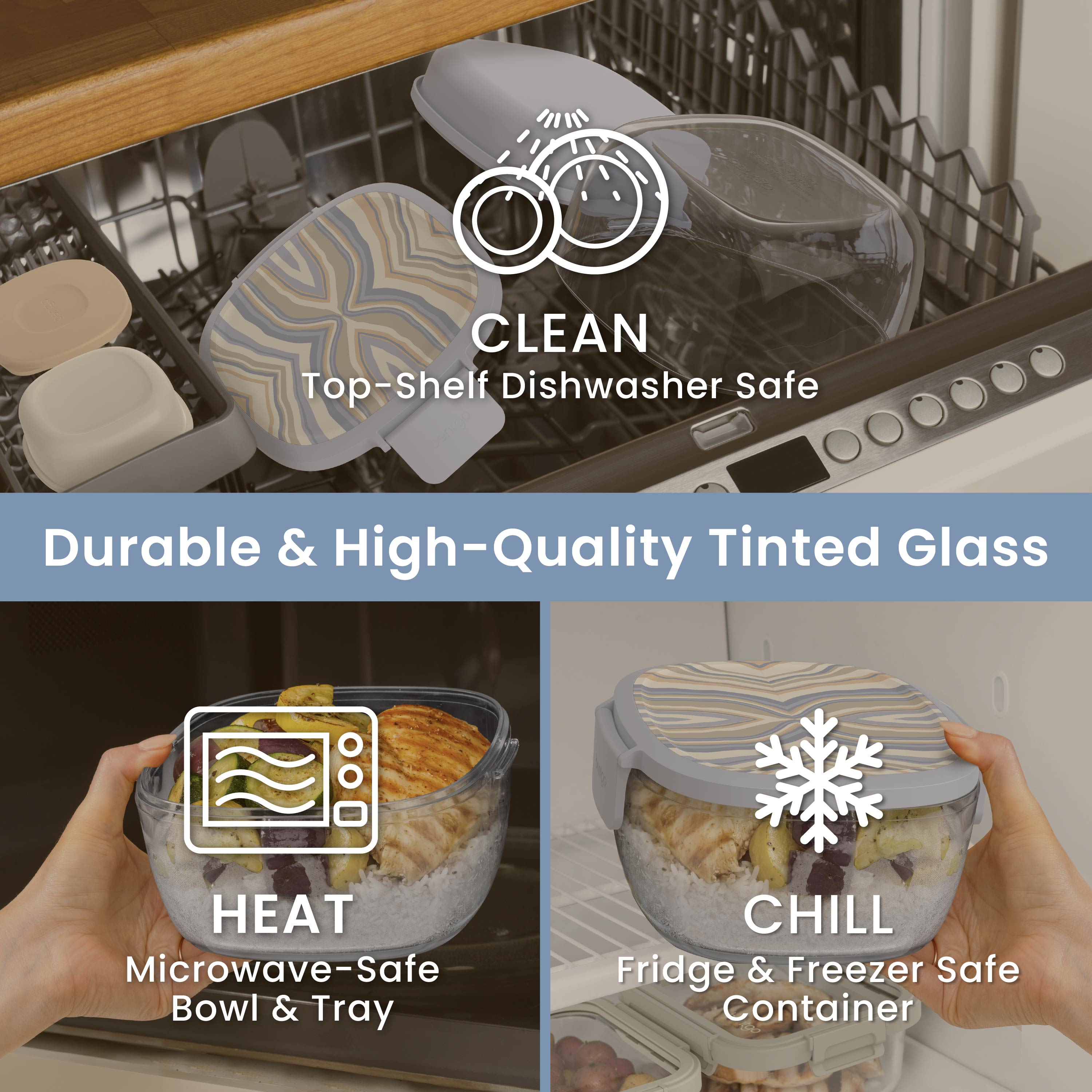Glass Prints All-in-One Salad Container