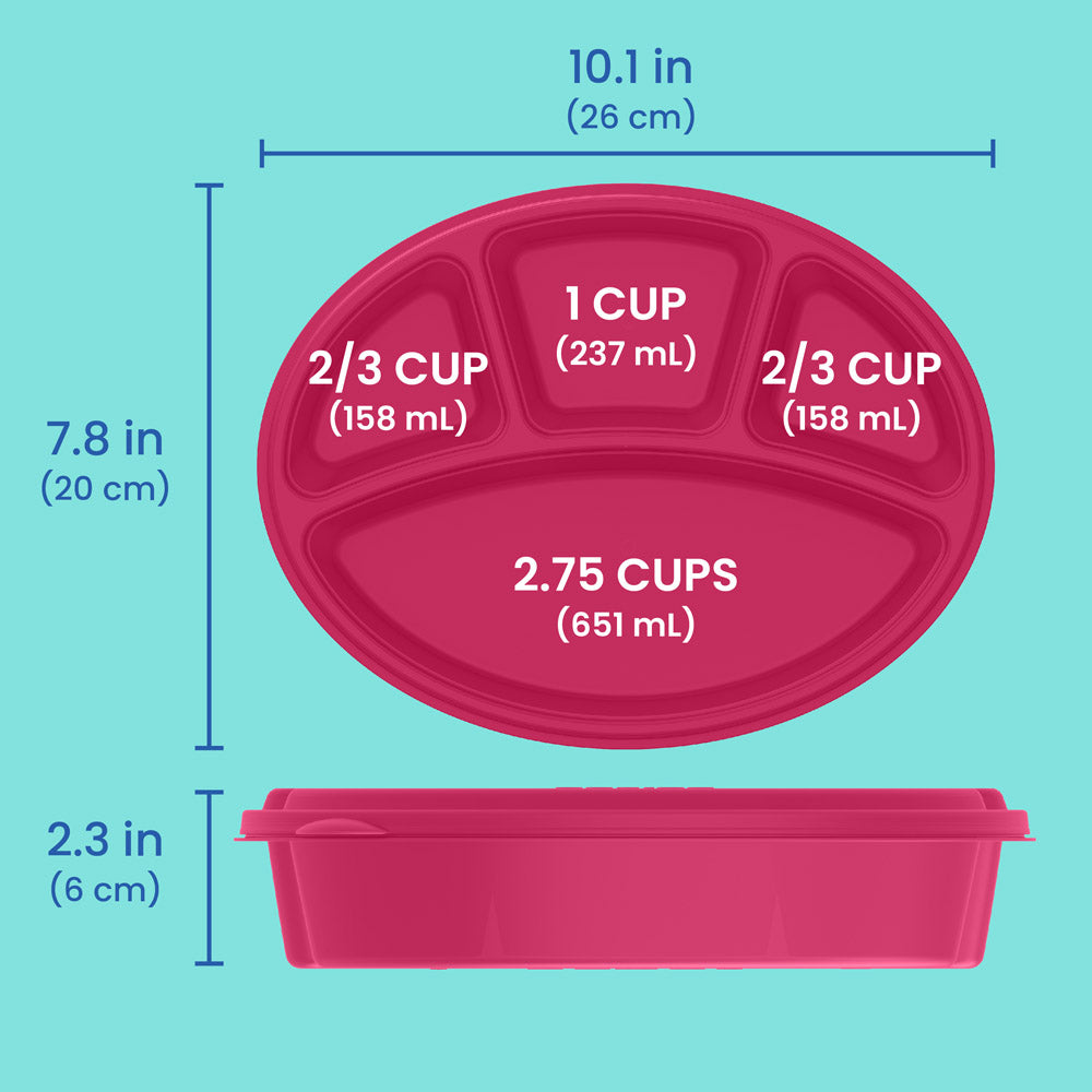 Easyboxes 4-Compartment Oval Containers 8-Piece Set
