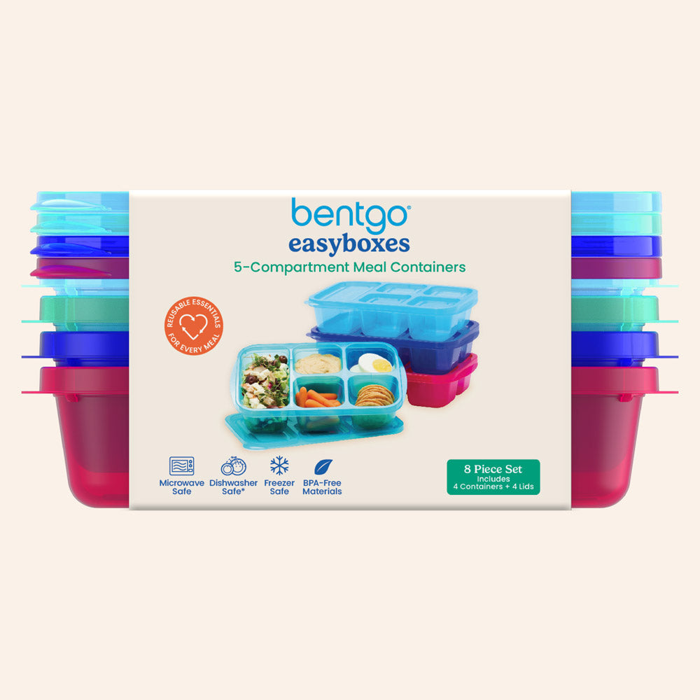 Easyboxes 5-Compartment Food Containers 8-Piece Set