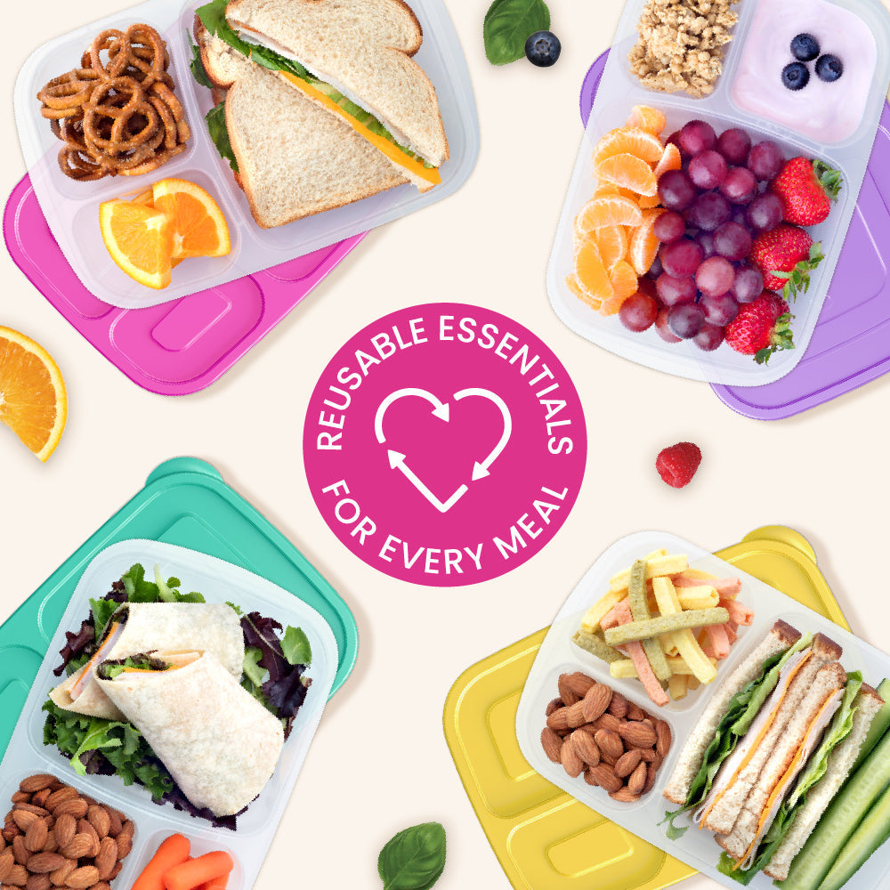 Easyboxes 3-Compartment Food Containers 8-Piece Set