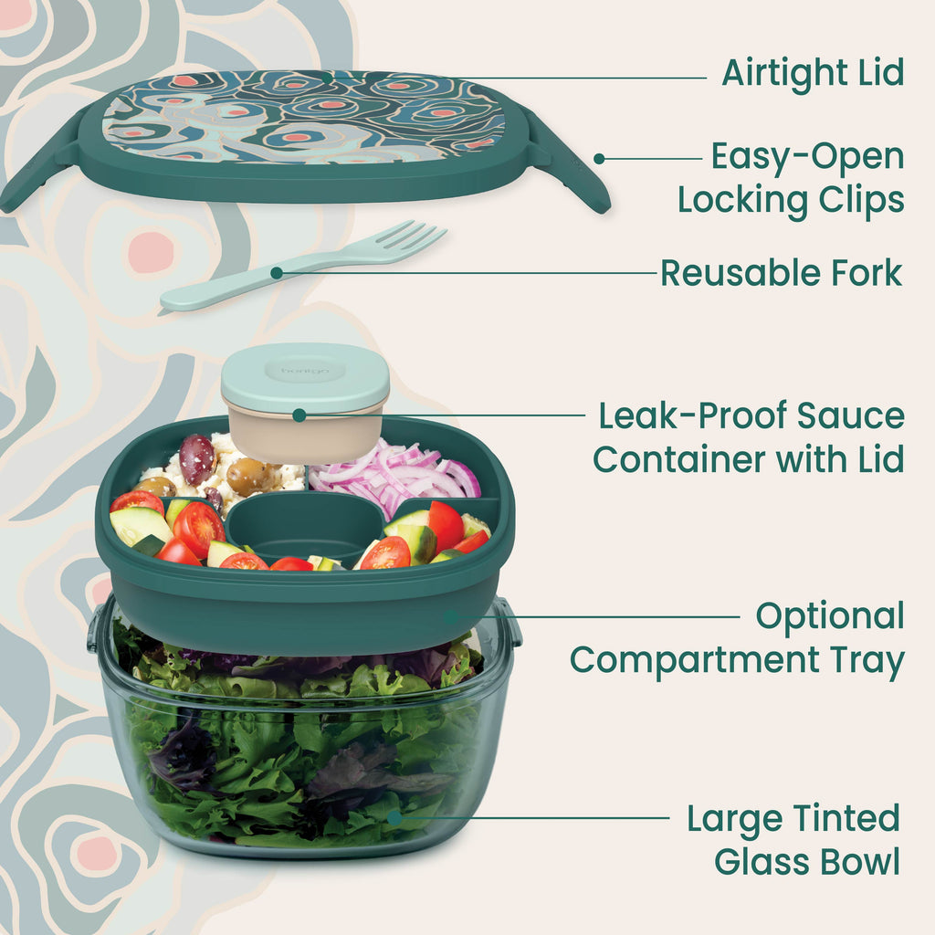 Glass Prints All-in-One Salad Container