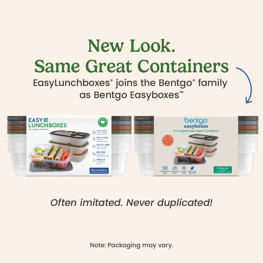 Easyboxes 3-Compartment Food Containers 8-Piece Set