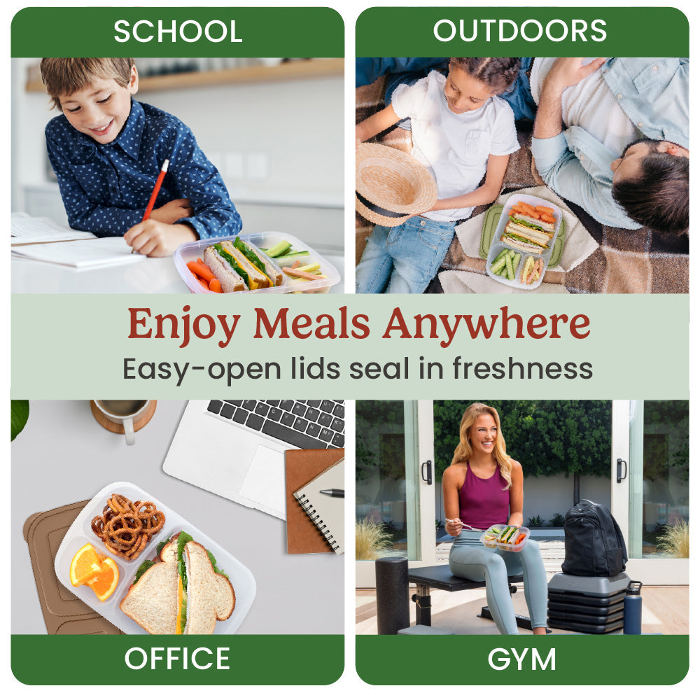 Easyboxes 3-Compartment Food Containers 8-Piece Set