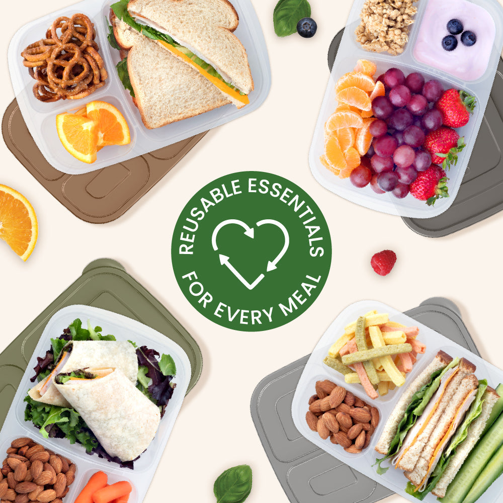 Easyboxes 3-Compartment Food Containers 8-Piece Set