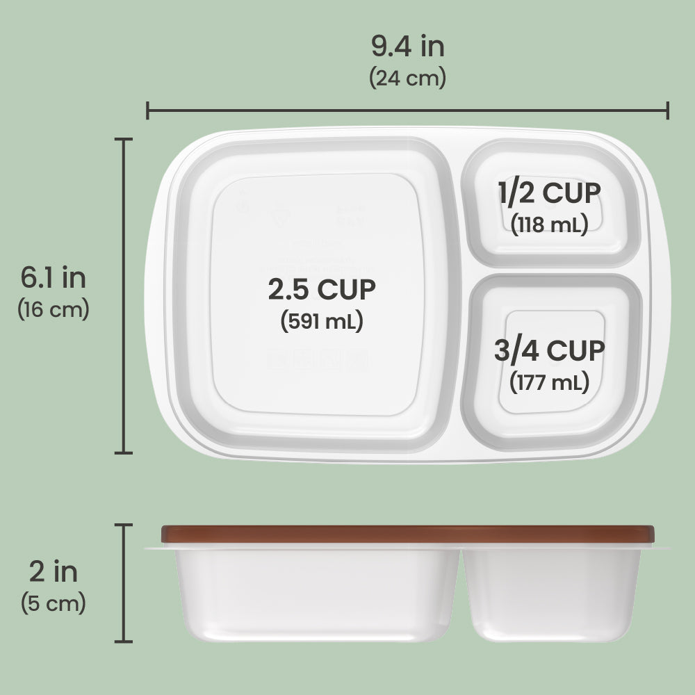 Easyboxes 3-Compartment Food Containers 8-Piece Set