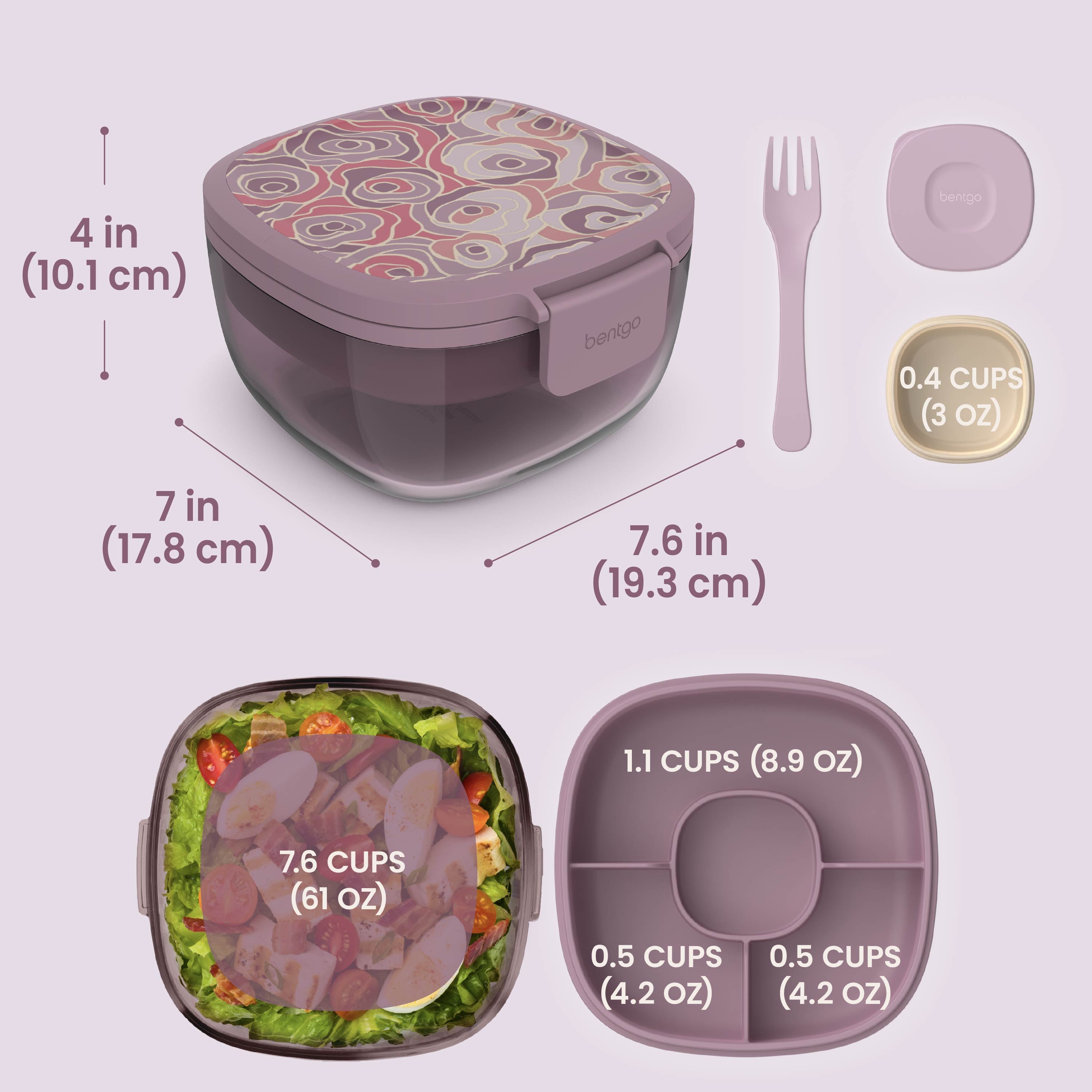Glass Prints All-in-One Salad Container