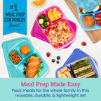 Easyboxes 3-Compartment Food Containers 8-Piece Set