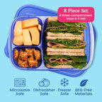 Easyboxes 3-Compartment Food Containers 8-Piece Set