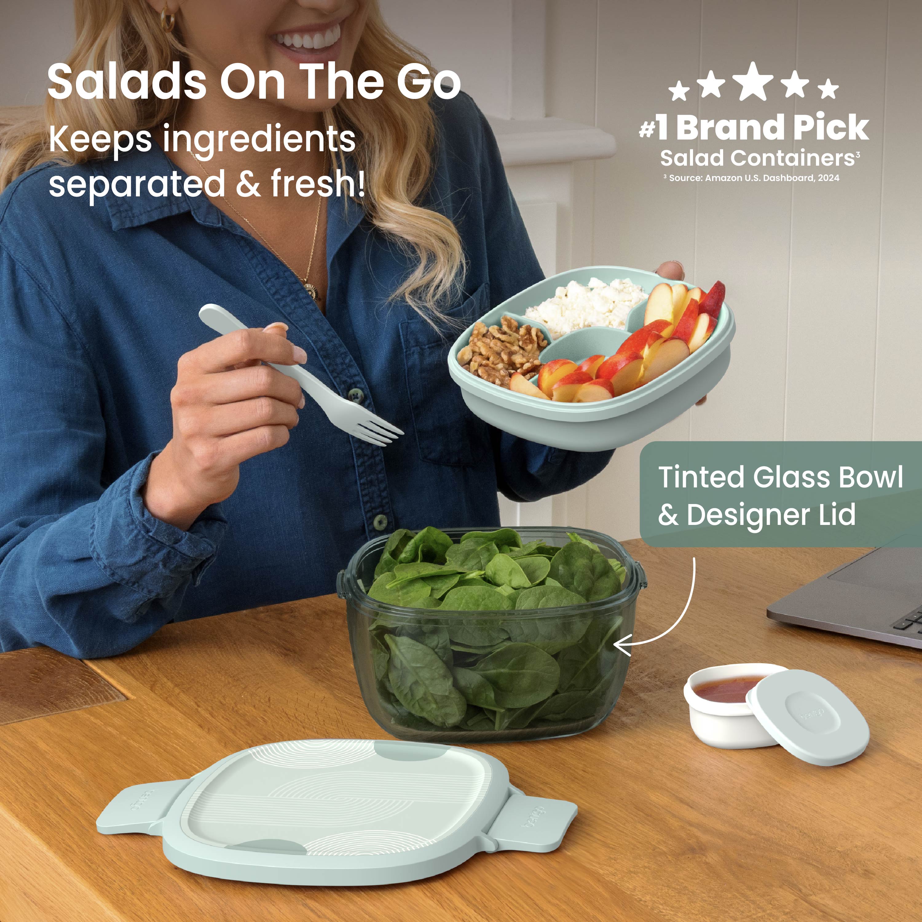 Glass Prints All-in-One Salad Container