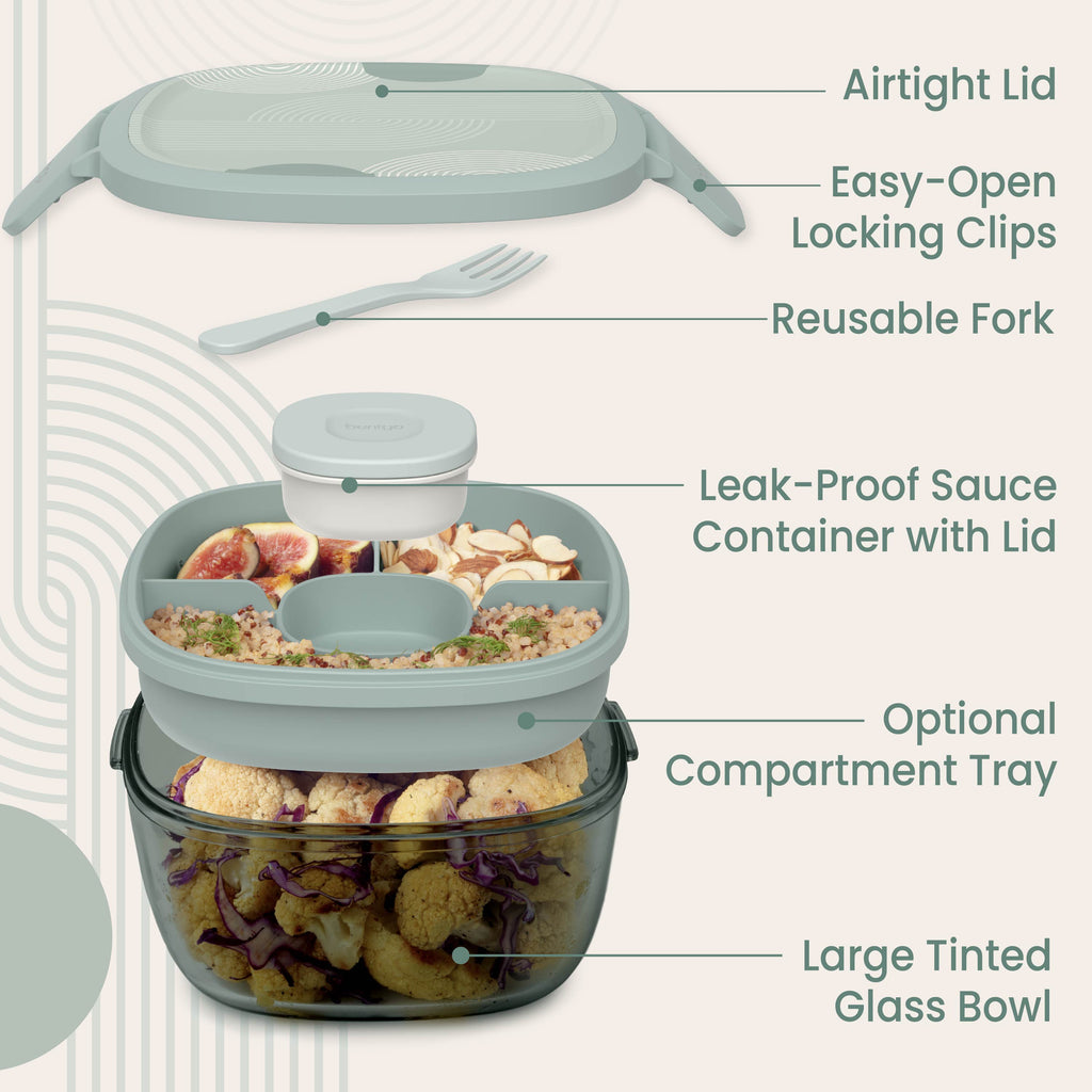 Glass Prints All-in-One Salad Container