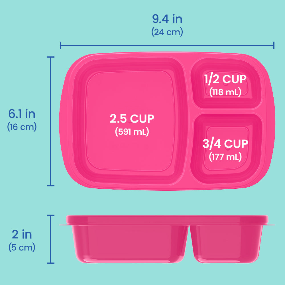 Easyboxes 3-Compartment Food Containers 8-Piece Set