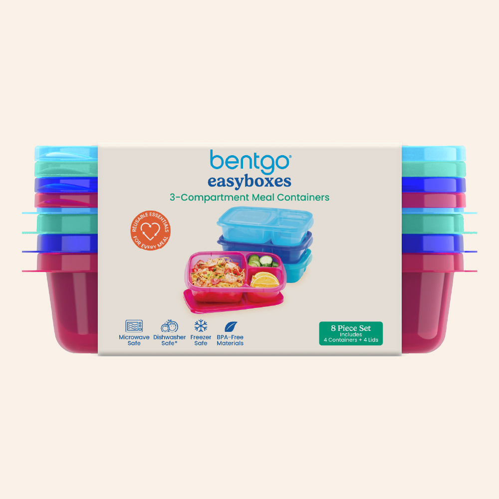 Easyboxes 3-Compartment Food Containers 8-Piece Set