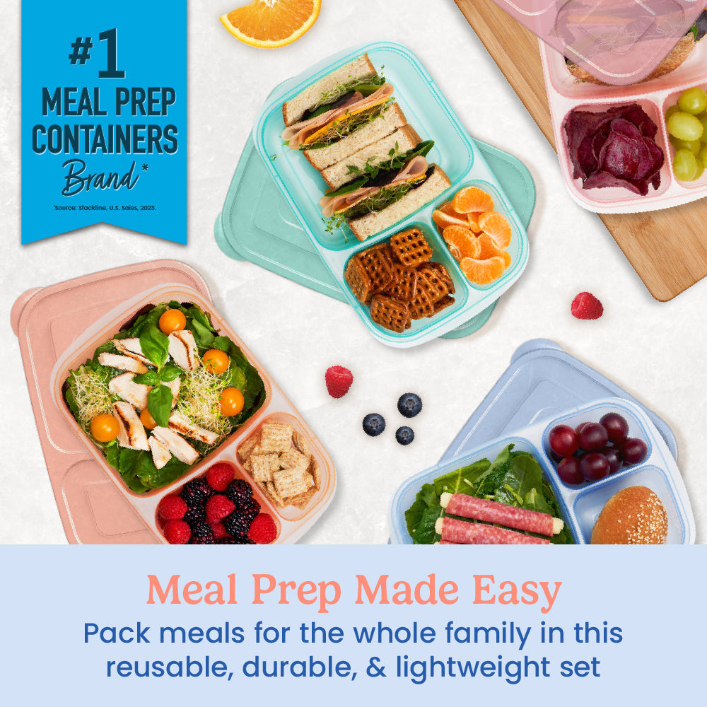 Easyboxes 3-Compartment Food Containers 8-Piece Set