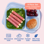 Easyboxes 3-Compartment Food Containers 8-Piece Set
