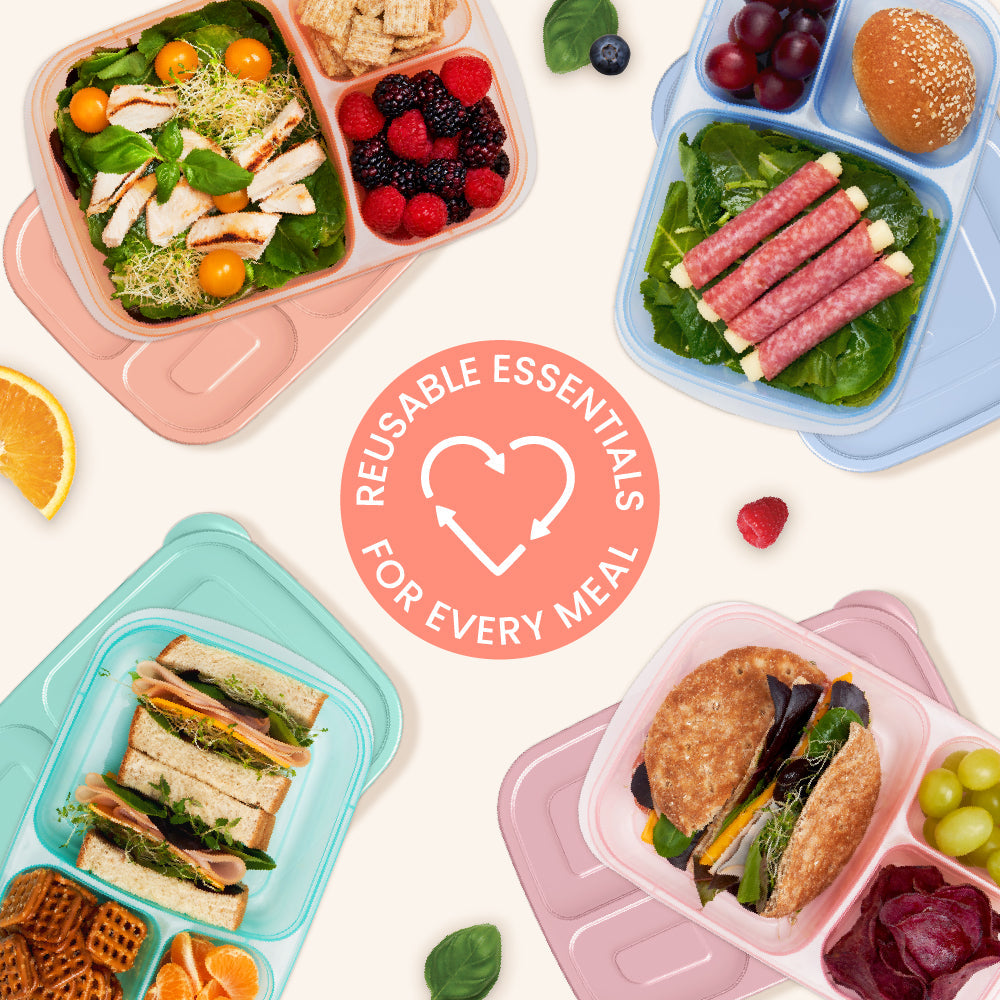 Easyboxes 3-Compartment Food Containers 8-Piece Set